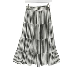 Loft Tiered Maxi Skirt Size XS in Cream with Blue Stripes Soft Flowy Beachy
